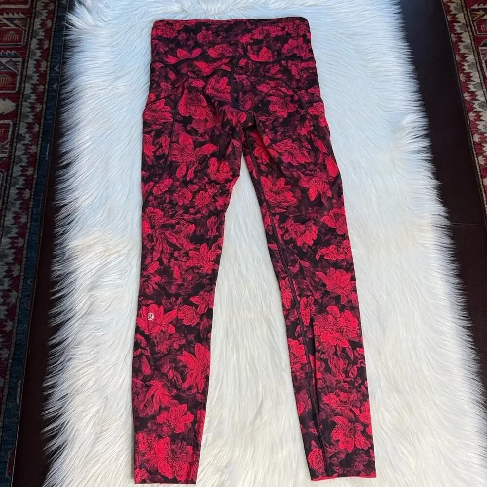 Lululemon Fast & Free 7/8 Tight II Carmine True Red Black